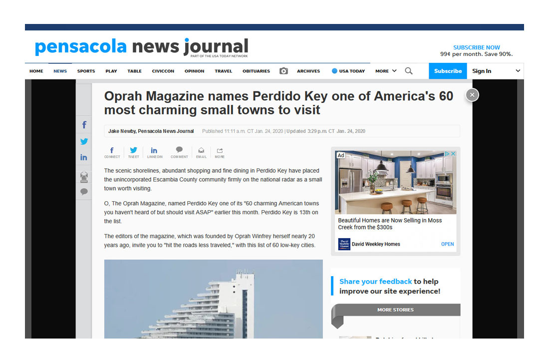 Oprah likes Perdido Key